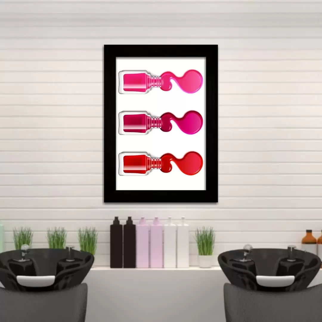 Quadro Decorativo Esmaltes Rosas - Moldura Preta - Quadro Decorativo Esmaltes Rosas - Moldura Preta -