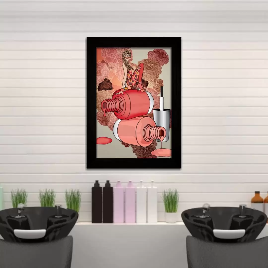 Quadro Decorativo Desenho Esmalte - Moldura Preta - Quadro Decorativo Desenho Esmalte - Moldura Preta -