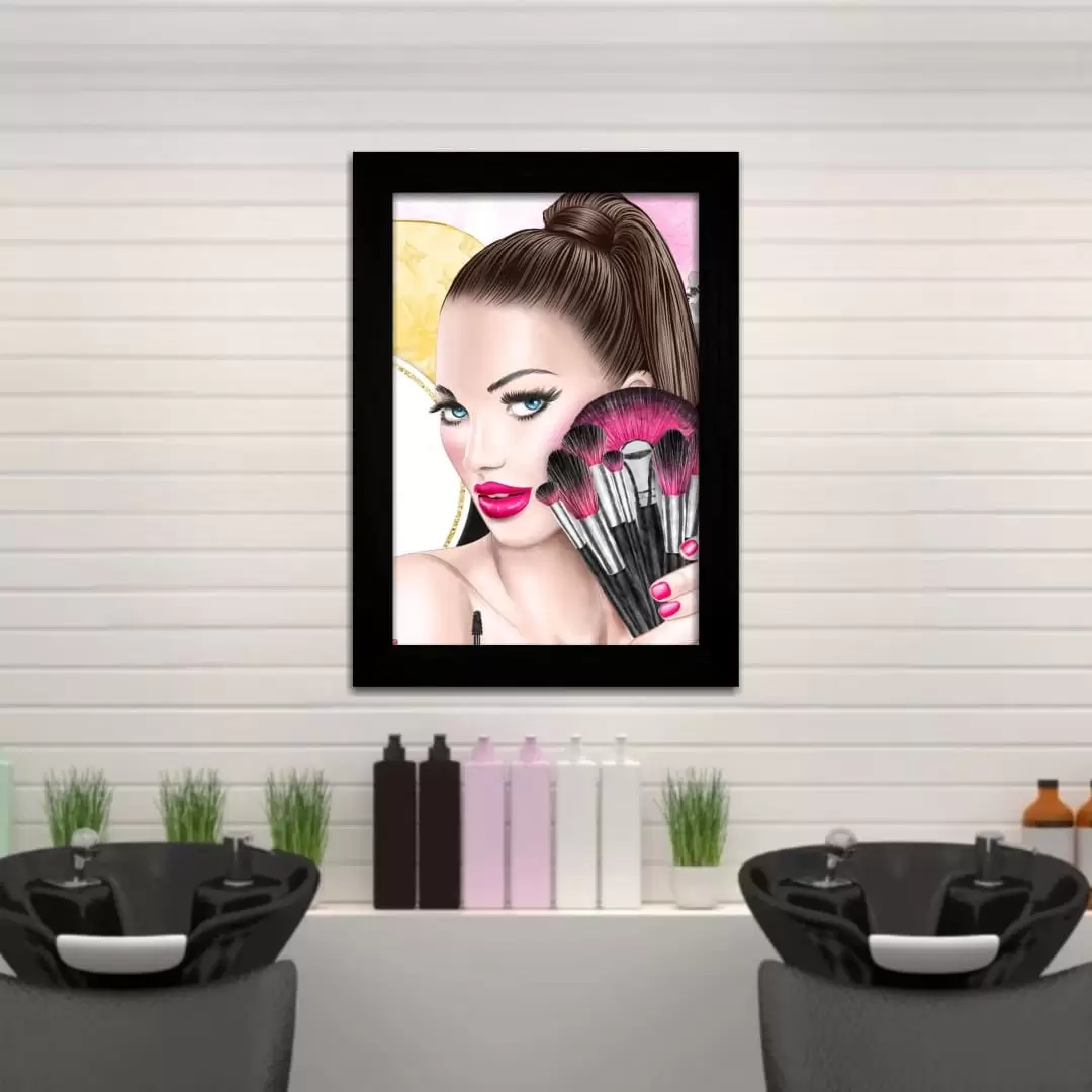 Quadro Decorativo Kit Maquiagens - Moldura Preta - Quadro Decorativo Kit Maquiagens - Moldura Preta -