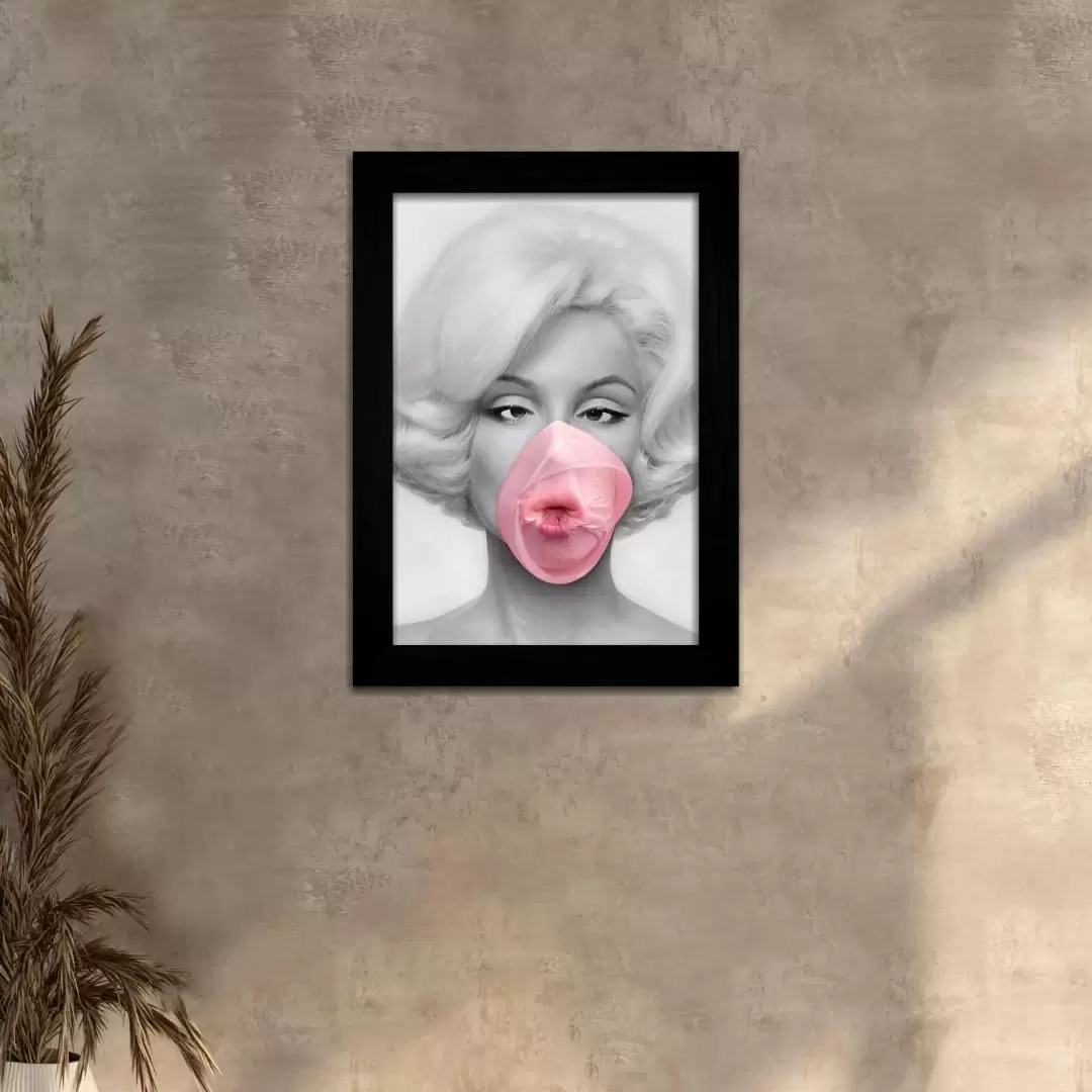 Quadro Decorativo Marilyn-Monroe Chiclete - Moldura Preta - Quadro Decorativo Marilyn-Monroe Chiclete - Moldura Preta -