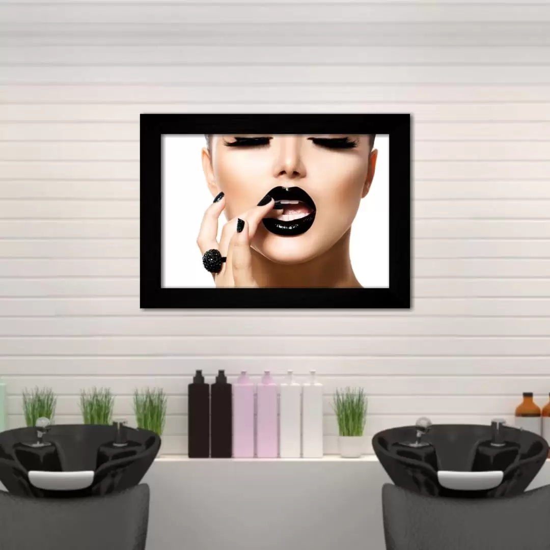 Quadro Decorativo Moda - GothMouth - Moldura Preta - Quadro Decorativo Moda - GothMouth - Moldura Preta -