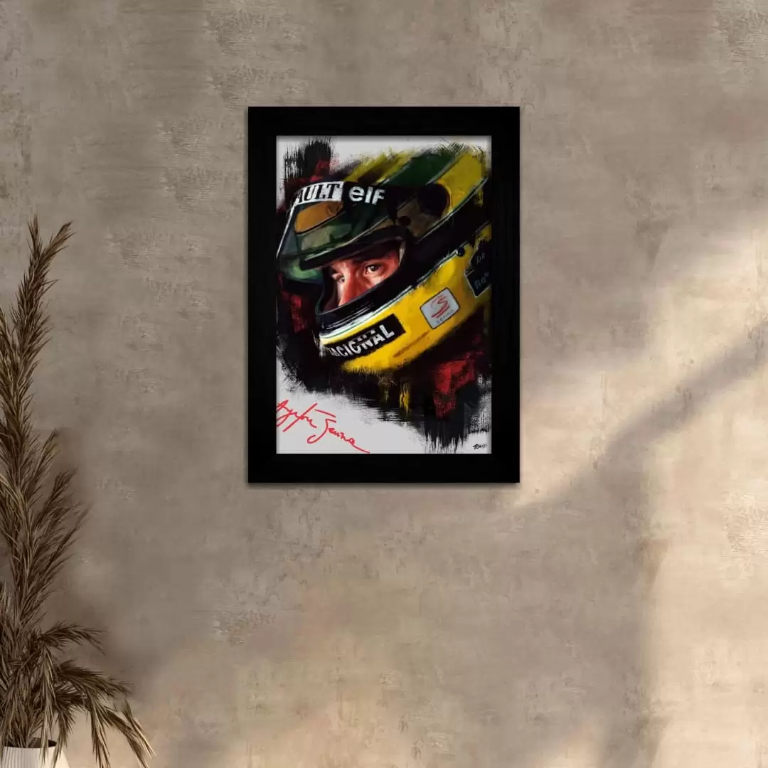 Quadro Decorativo Ayrton Senna - Moldura Preta -