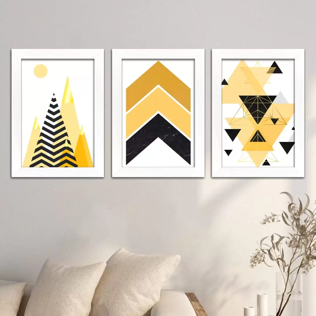 Kit 3 Quadros Geométrico-Amarelo - Imagem 2