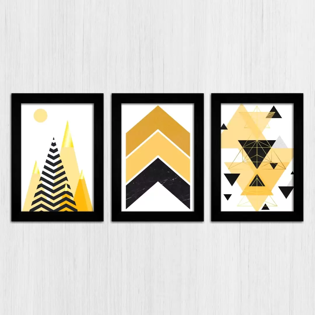 Kit 3 Quadros Geométrico-Amarelo - Imagem 3
