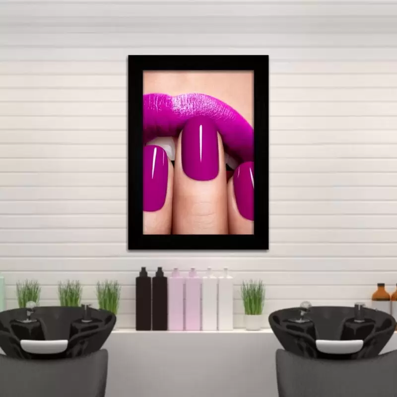 Quadro Decorativo Moda - PinkMouth - Moldura Preta -
