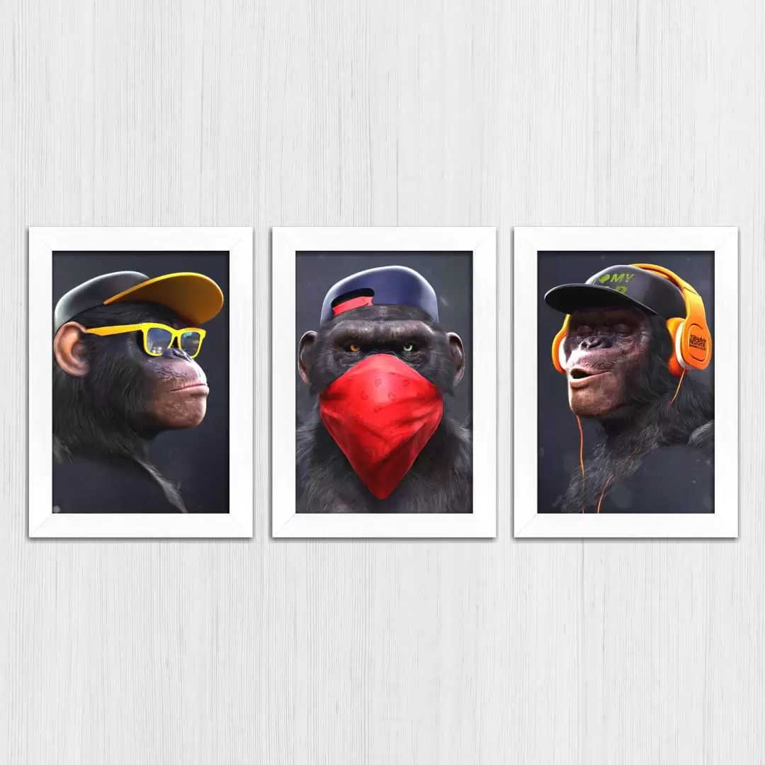 Kit 3 Quadros - Macacos - Imagem 4