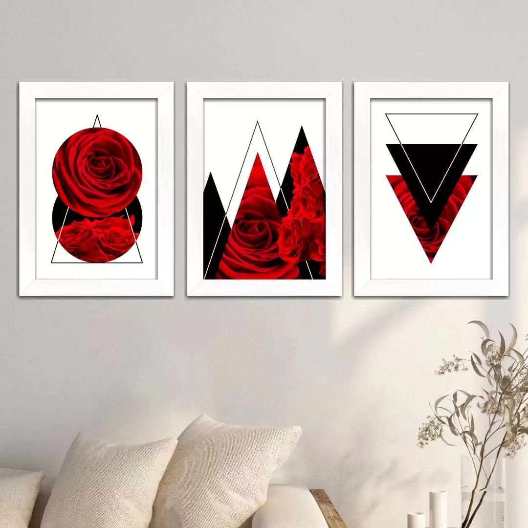 Kit 3 Quadros Rosas-Geométrica - Imagem 2