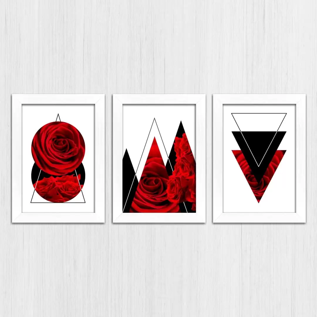 Kit 3 Quadros Rosas-Geométrica - Imagem 4