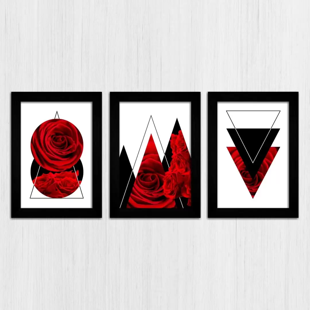 Kit 3 Quadros Rosas-Geométrica - Imagem 3