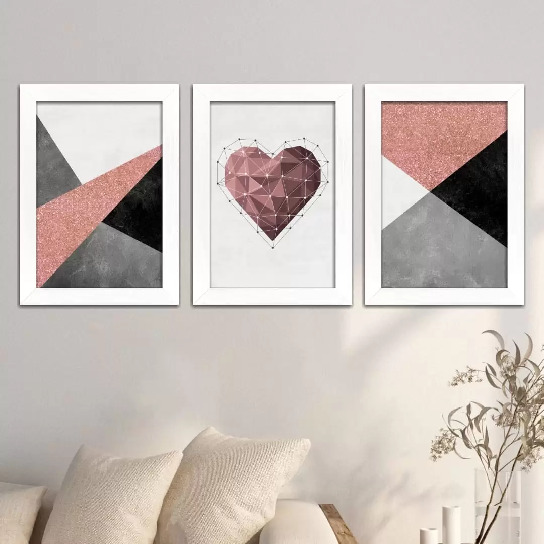 Kit 3 Quadros Coração-geométrico - Imagem 2