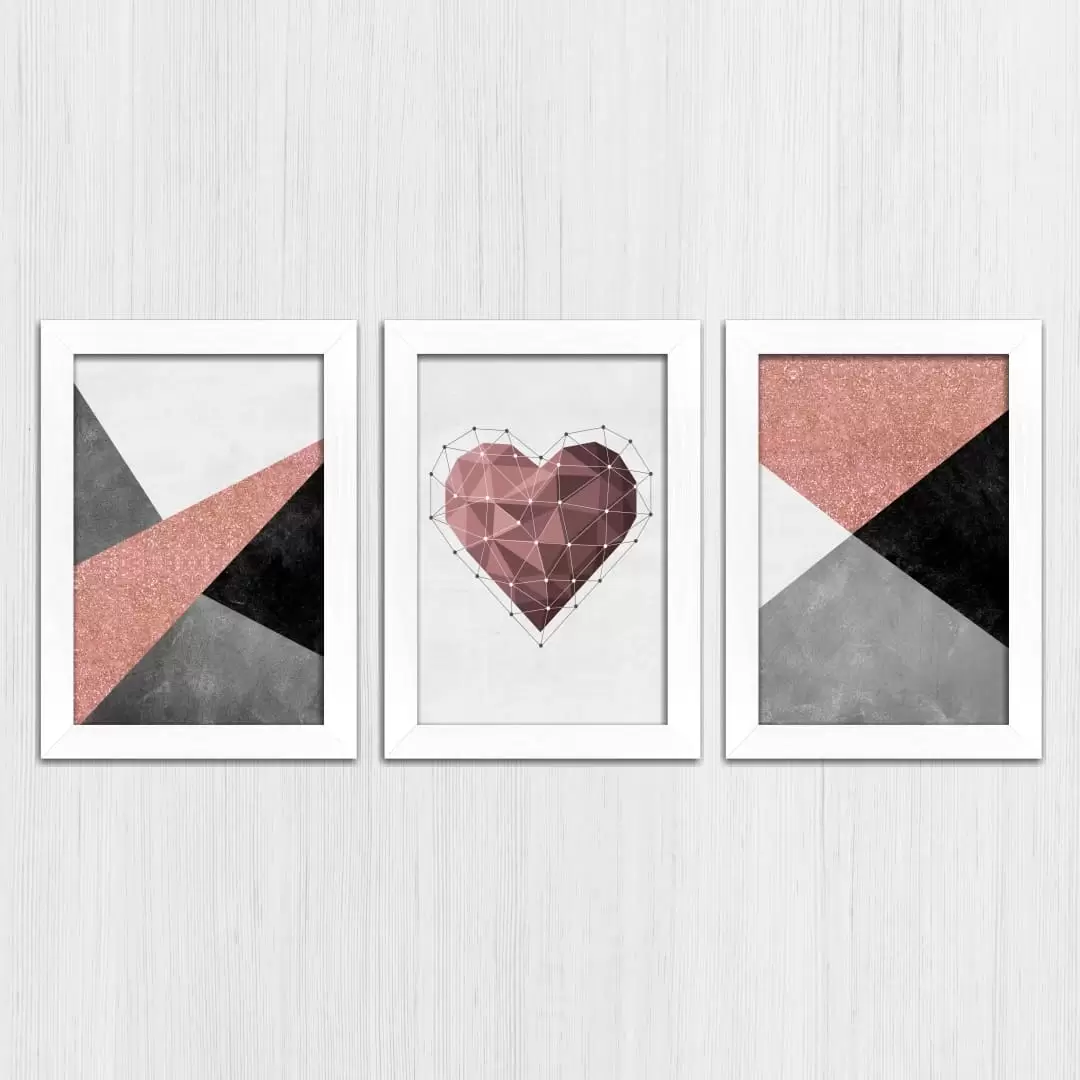 Kit 3 Quadros Coração-geométrico - Imagem 4