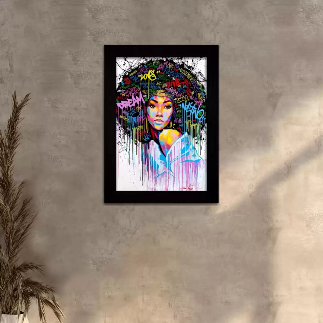 Quadro Decorativo Modelos - Afro29 - Moldura Preta -