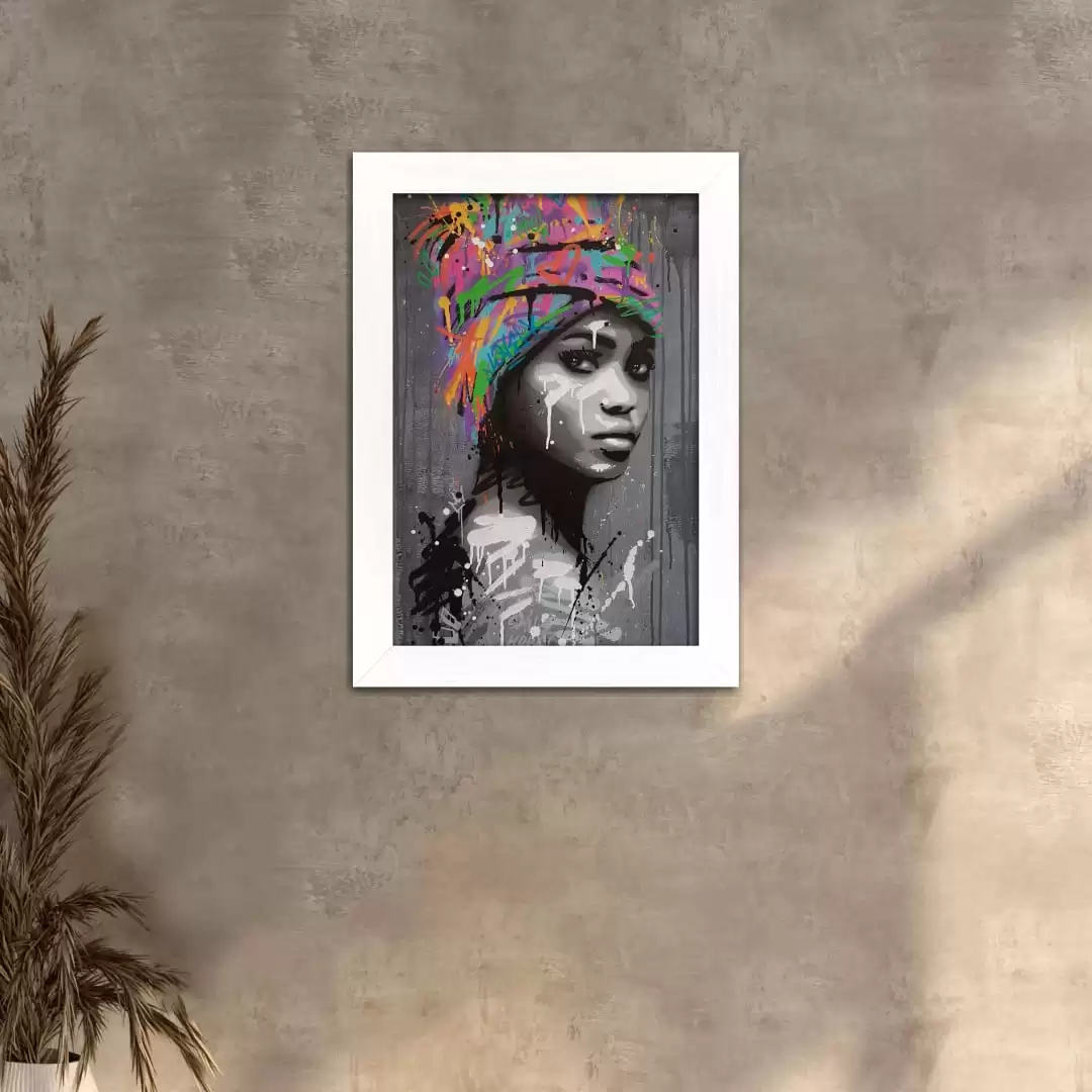 Quadro Decorativo Negra Turbante-Colorido - Imagem 2