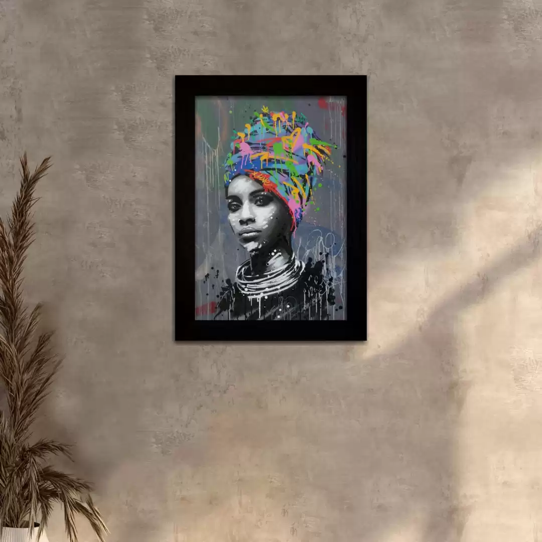 Quadro Decorativo Modelos - Afro20 - Moldura Preta -