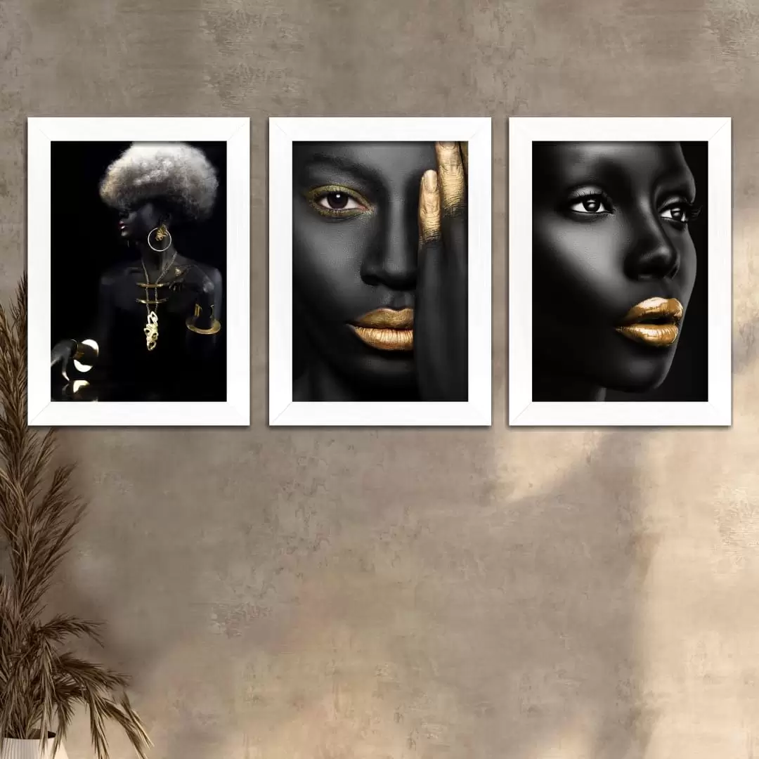 Kit 3 Quadros Mulher Negra - Imagem 2