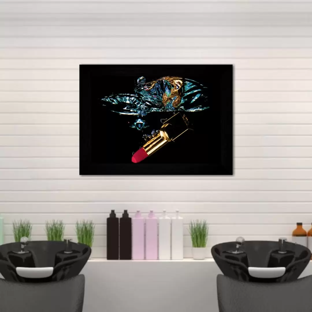 Quadro Decorativo Batom Rosa - Moldura Preta -