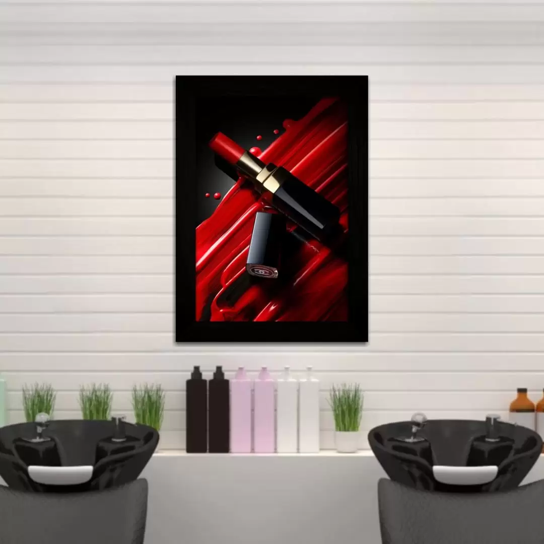 Quadro Decorativo Batom Marca - Moldura Preta -