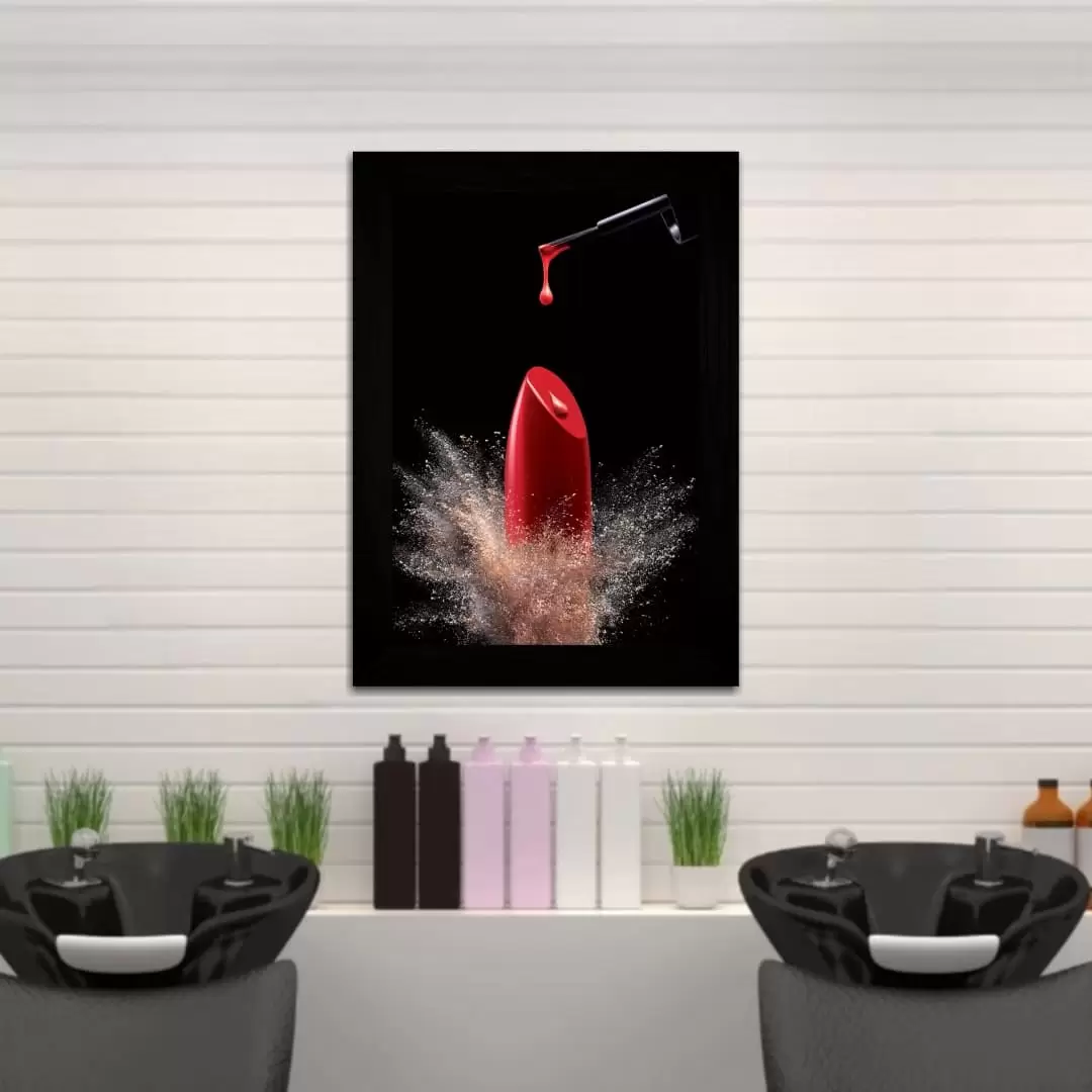Quadro Decorativo Batom Vermelho - Moldura Preta - Quadro Decorativo Batom Vermelho - Moldura Preta -