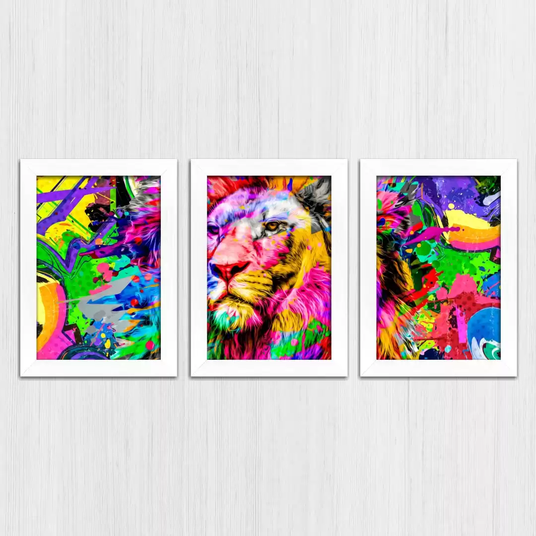 Kit-3 Quadros Leão Mult-color - Imagem 4