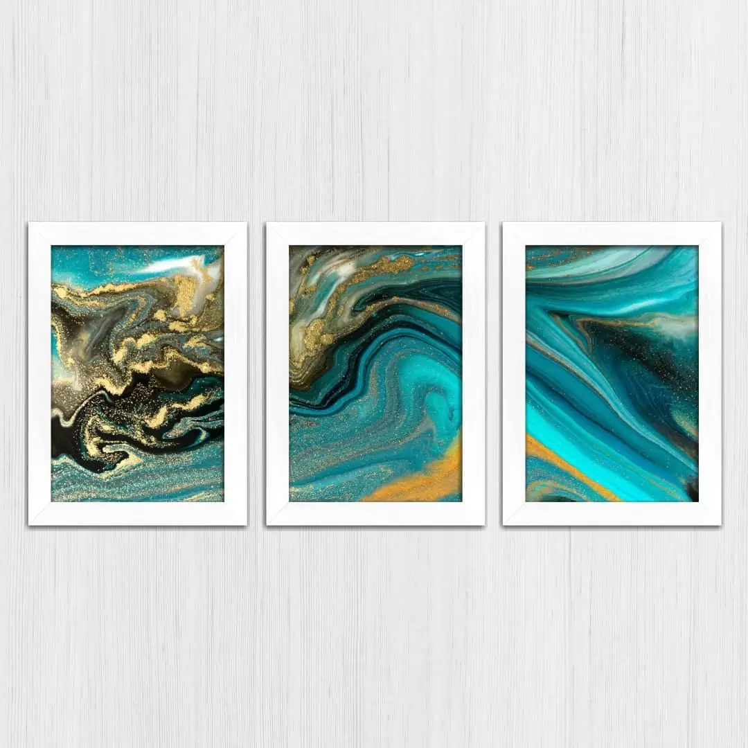 Kit 3 Quadros Abstrato-Azul - Imagem 4