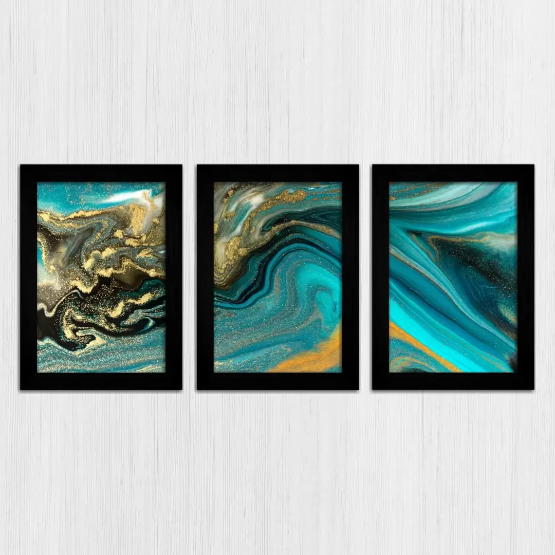 Kit 3 Quadros Abstrato-Azul - Imagem 3