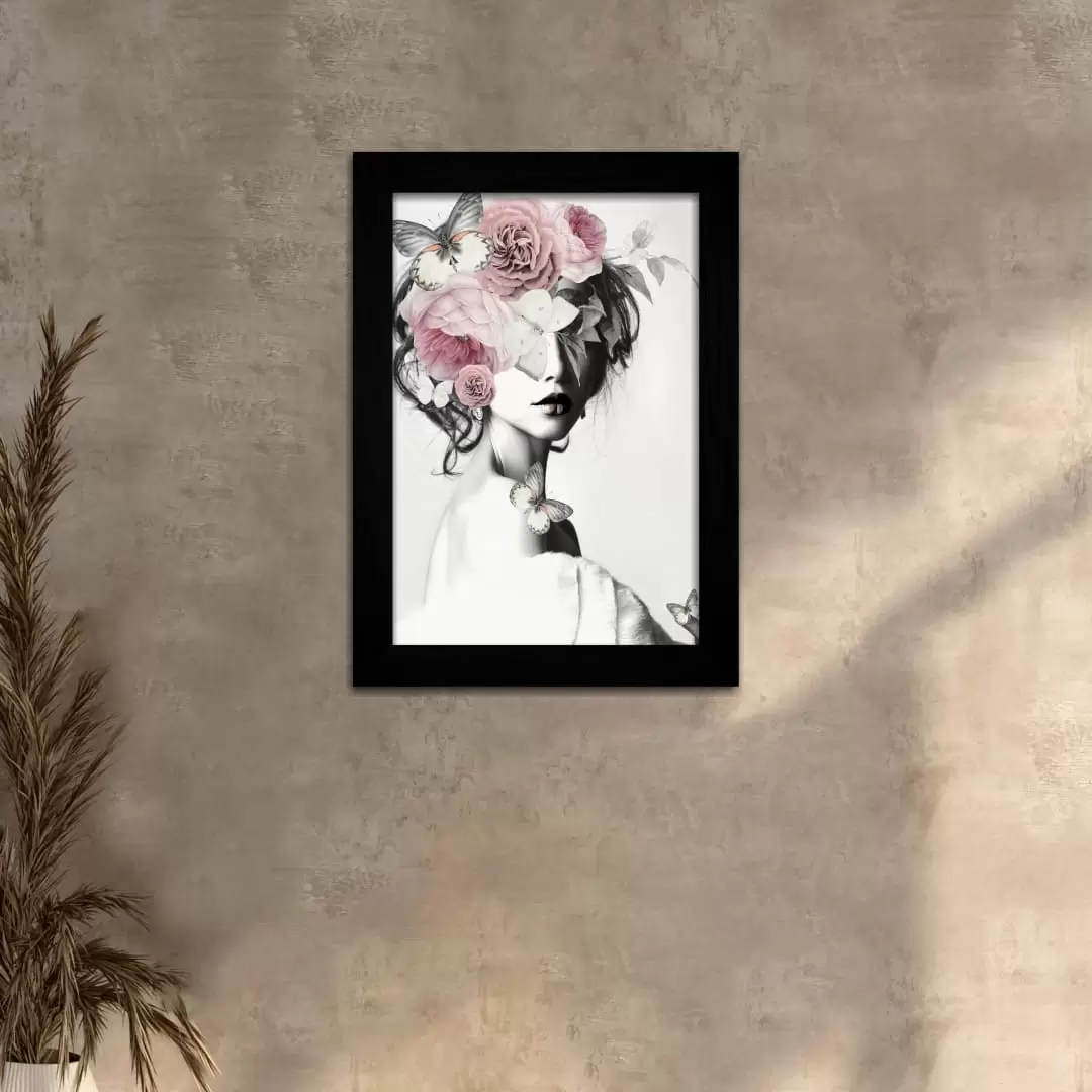 Quadro Decorativo Mulher Florida - Moldura Preta -
