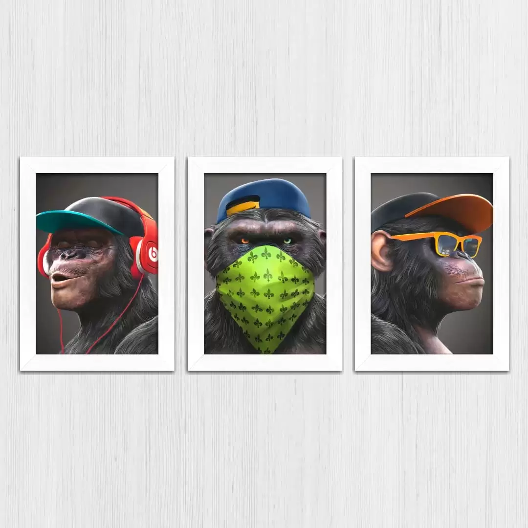 Kit 3 Quadros Macacos-Drip - Imagem 4