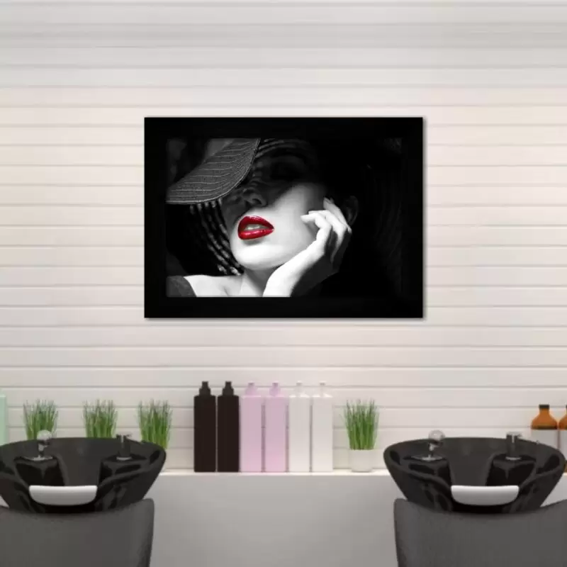 Quadro Decorativo Moda - HatWoman - Moldura Preta -