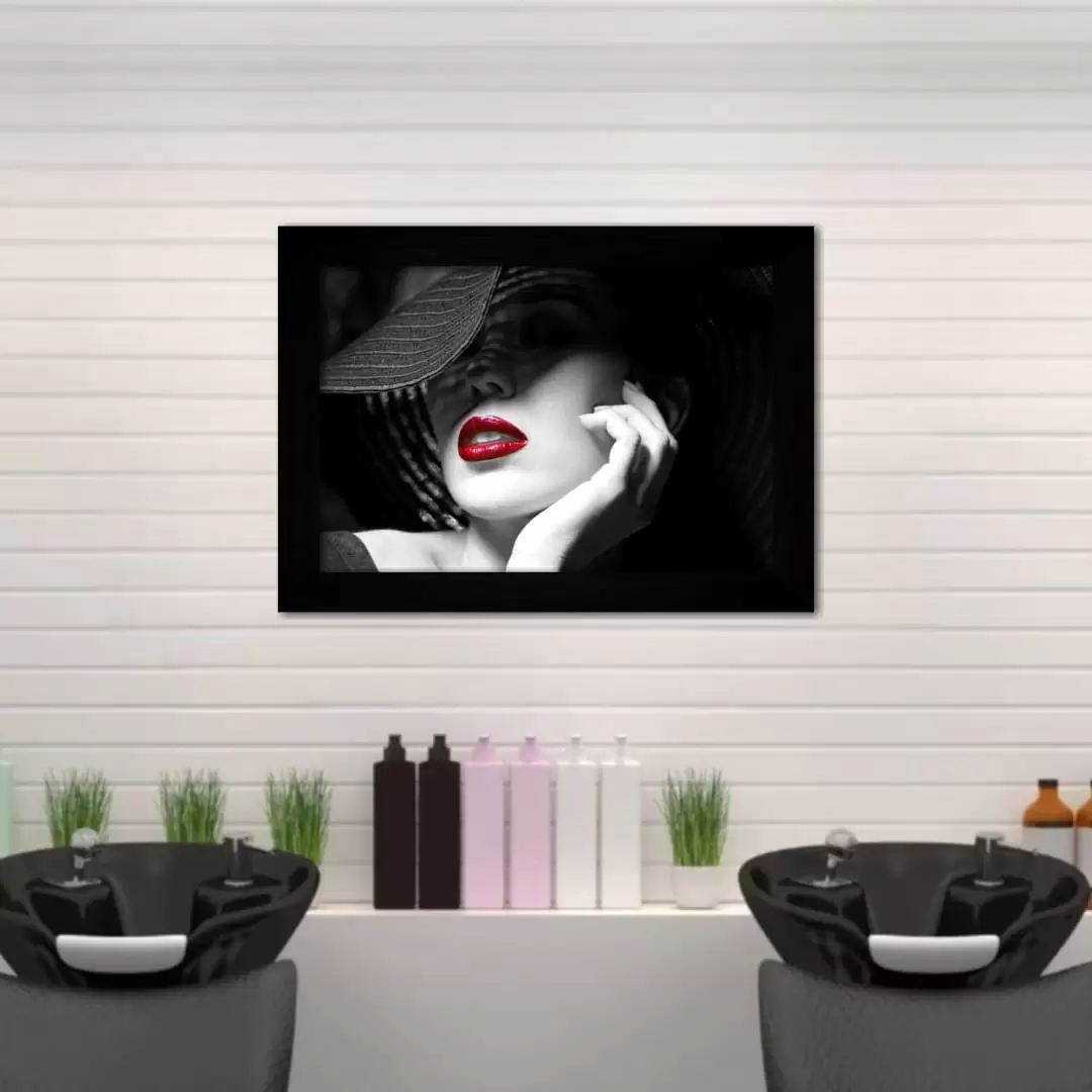 Quadro Decorativo Moda - HatWoman - Moldura Preta -