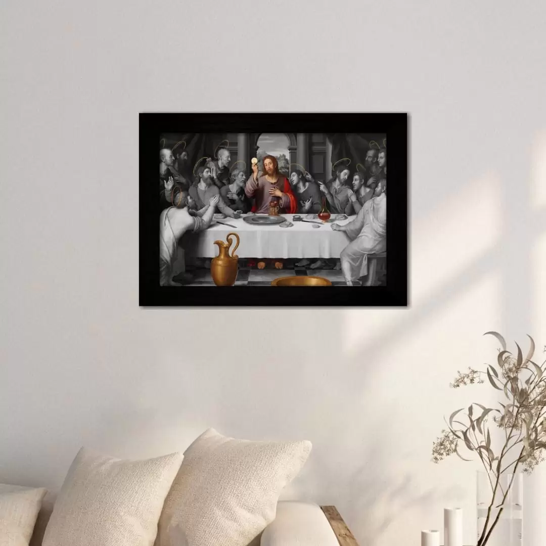 Quadro Decorativo Frase - SantaCeia - Moldura Preta - Quadro Decorativo Frase - SantaCeia - Moldura Preta -