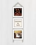 Quadros decorativos - Trio de cordinha - Moldura Branca - Cantinho do café
