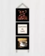 Quadros decorativos - Trio de cordinha - Moldura Preta - Cantinho do café