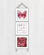 Quadros decorativos - Trio de cordinha - Moldura Branca - Aquele que te guarda não dorme