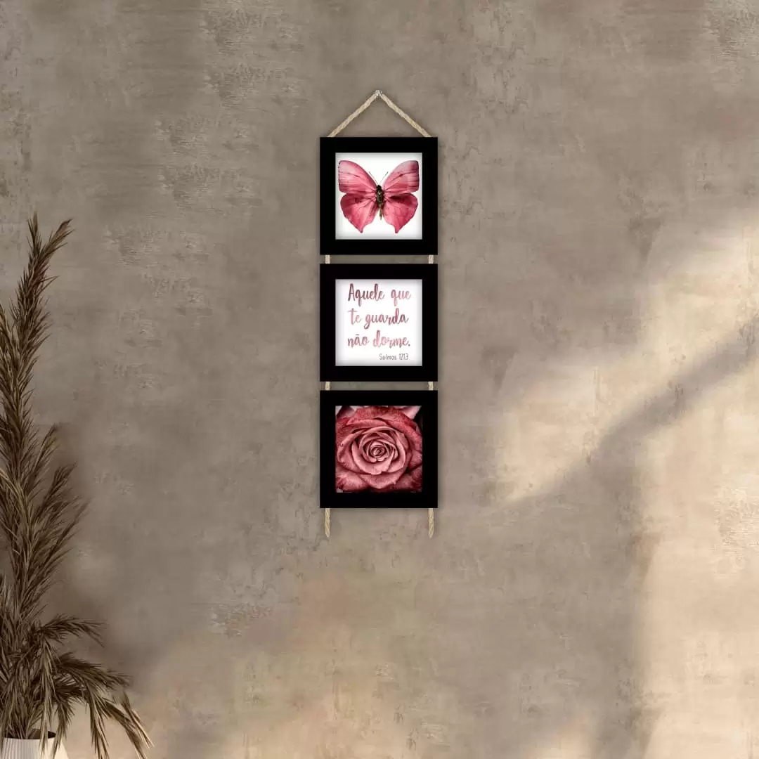 Trio Quadrinhos com Corda Aquele-que-te - Moldura Preta -