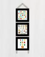 Quadros decorativos - Trio de cordinha - Moldura Preta - Alfabeto