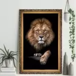 Quadro Decorativo Leão - Luxuoso - Modelo Big's Dourada
