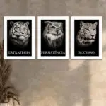Kit 3 Quadros Estratégia... - Moldura Branca Ambientado