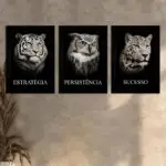Kit 3 Quadros Estratégia... - Moldura Preta Ambientado