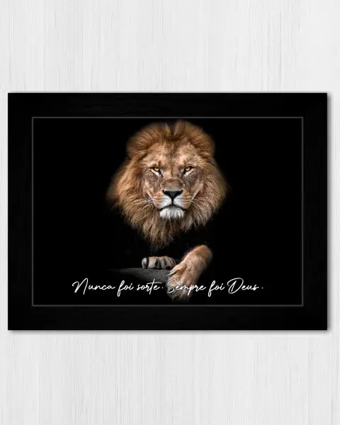 Quadro Decorativo Leão Nunca-Foi... - Moldura Preta