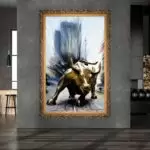 Quadro Decorativo Bufalo Dourado - Modelo Big - Moldura Luxo Dourada Ambientado