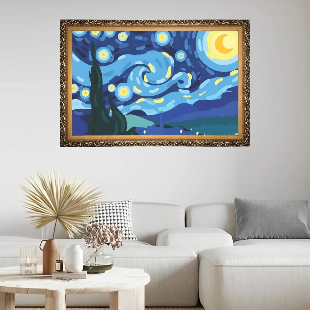 Quadro Decorativo Van Gogh - Modelo Bigs - Moldura Luxo Dourada Ambentado