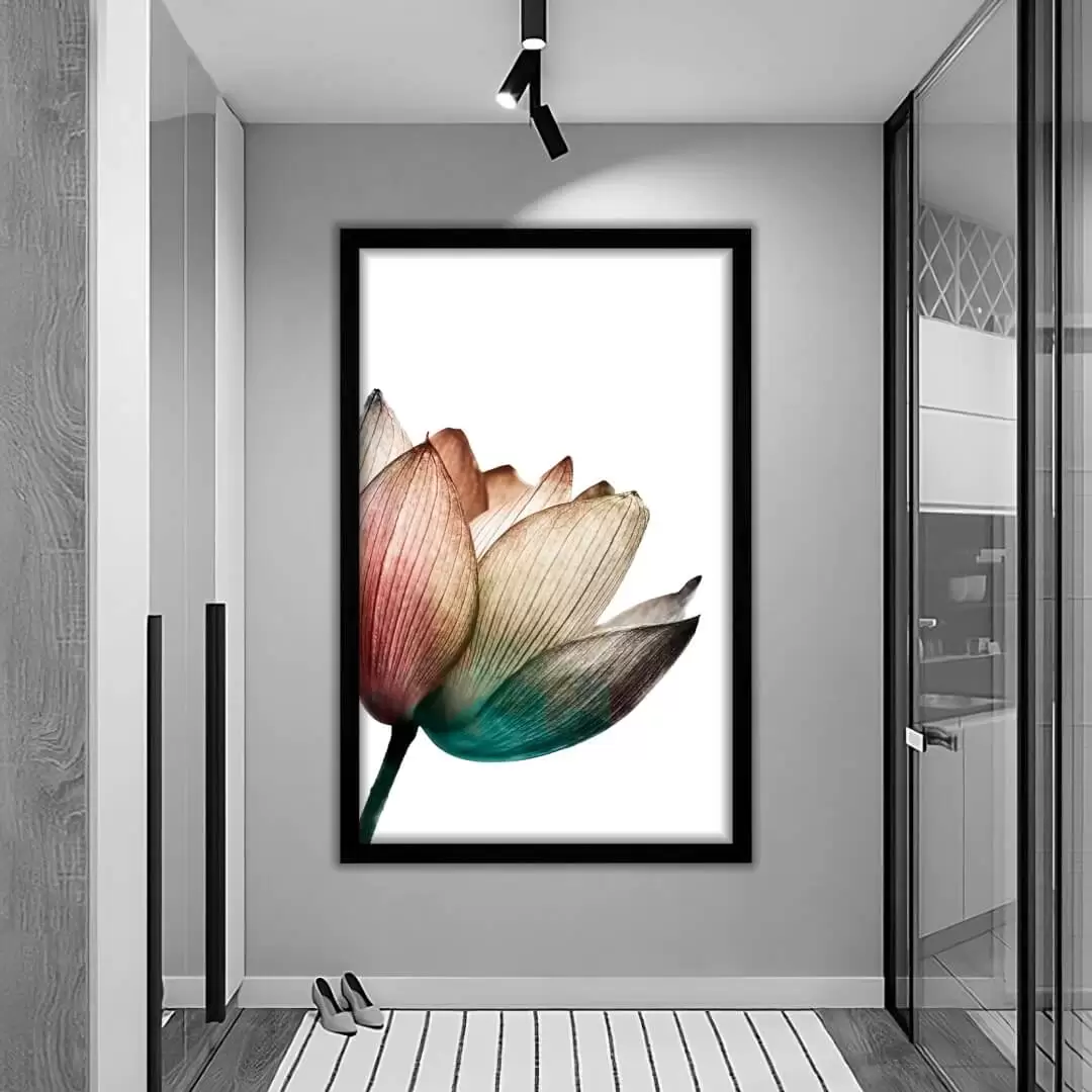 Quadro Decorativo Flor - Modelo Big - Moldura Modesta Preta Ambientado