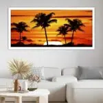 Quadro Decorativo Por do Sol - Modelo Bigs - Moldura Modesta Branca Ambientado