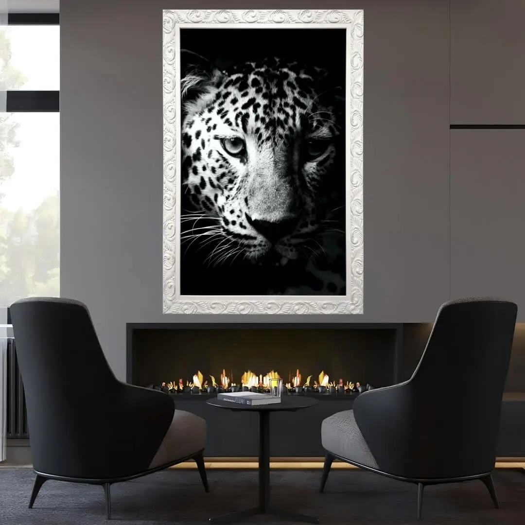 0308 Quadro Decorativo Onça Preto e Branco - Modelo Big's - Imagem 1