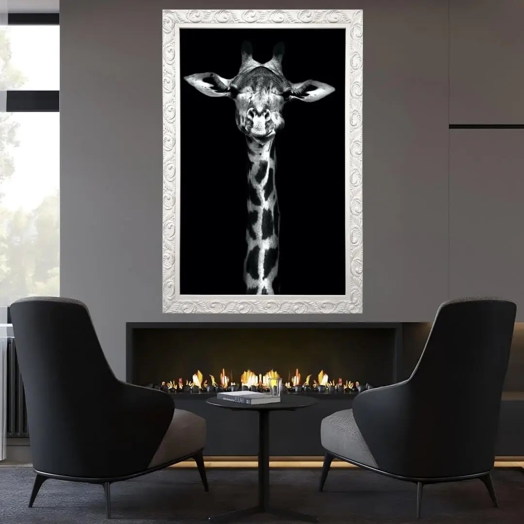 0309 Quadro Decorativo Girafa Preto e Branco - Modelo Big's - Imagem 1