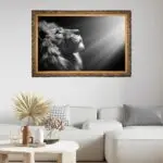 Quadro Decorativo Leão Luz Branca - Modelo Big's
