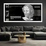 Quadro Decorativo Real Prata - Modelo Panoramico - Moldura Modesta Branca - Ambientado