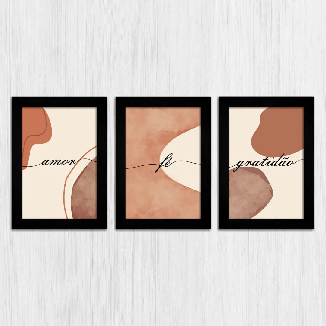 Kit 3 Quadros Boho-Chic Fé... - Modelo Classico - Moldura Preta