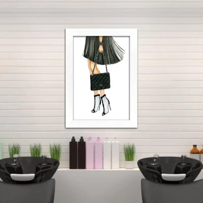 Quadro Decorativo Look Feminino - Moldura Branca Ambientado