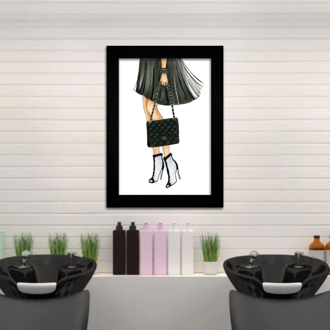 Quadro Decorativo Look Feminino - Moldura Preta Ambientado